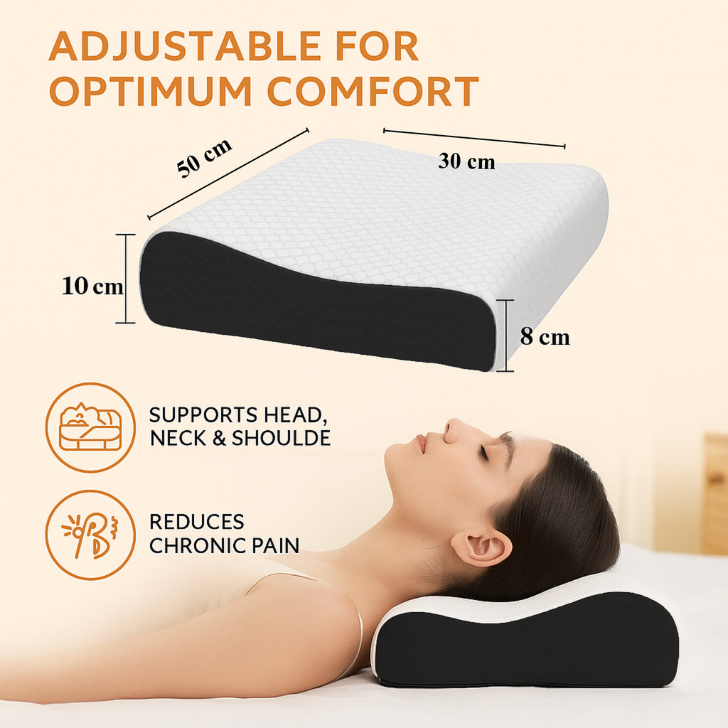 Memory Foam Cervical Neck Pillow | Contour Orthopedic Pillow for Neck & Shoulder Pain Relief | Ergonomic Neck Support Pillow for Side & Back Sleepers, Soft & Supportive Sleeping Pillow