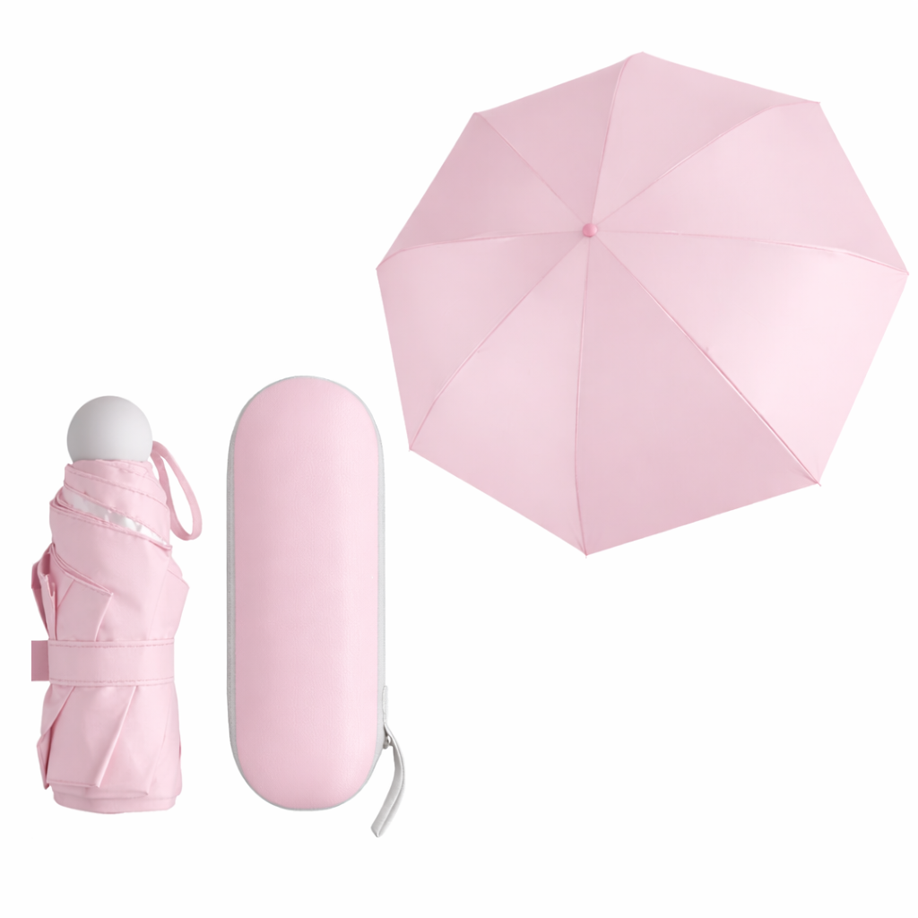 Mini Umbrella with Case for Men & Women | Compact Foldable Travel Pocket Umbrella | UV Protection Waterproof Portable Umbrella for Sun and Rain | Capsule Umbrella